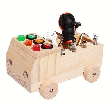 EcoToys LightPlay | Estimula el Aprendizaje y el Desarrollo - Tablero de Interruptores de Luz LED de Madera Montessori para Niños